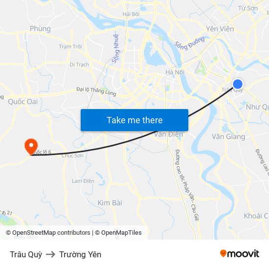 Trâu Quỳ to Trường Yên map