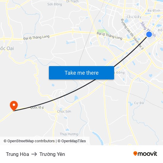 Trung Hòa to Trường Yên map