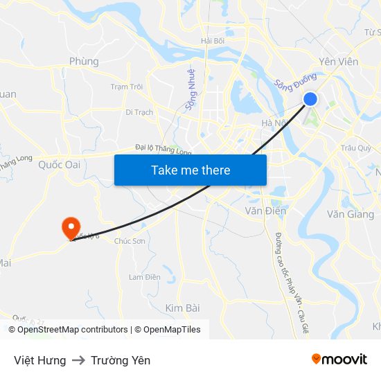 Việt Hưng to Trường Yên map