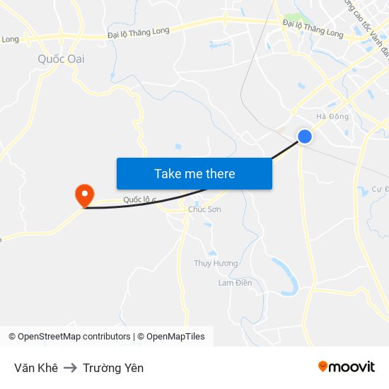 Văn Khê to Trường Yên map