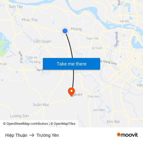 Hiệp Thuận to Trường Yên map