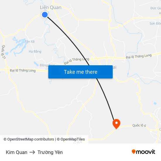 Kim Quan to Trường Yên map