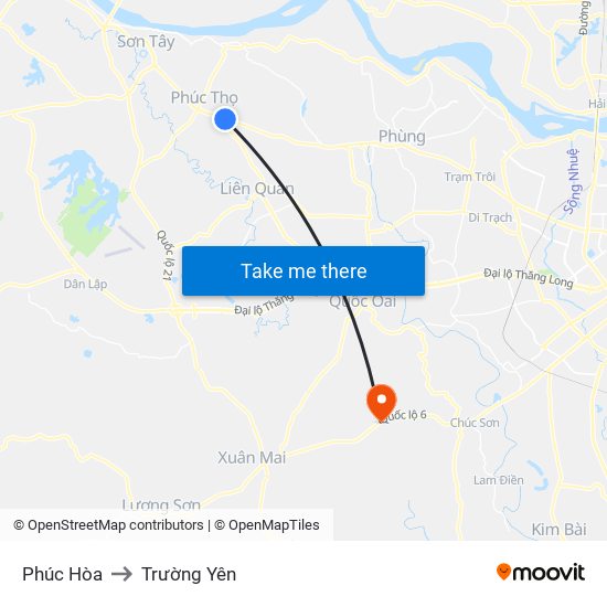 Phúc Hòa to Trường Yên map