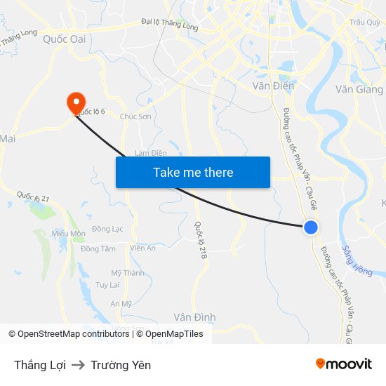 Thắng Lợi to Trường Yên map