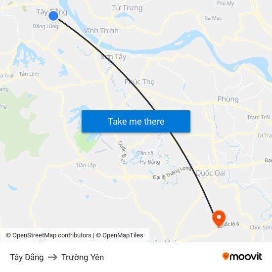 Tây Đằng to Trường Yên map