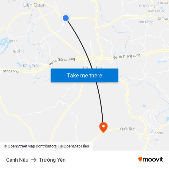 Canh Nậu to Trường Yên map