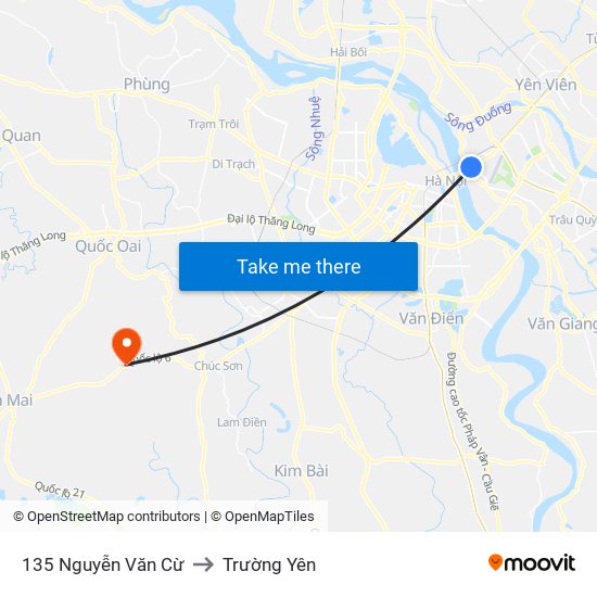 135 Nguyễn Văn Cừ to Trường Yên map