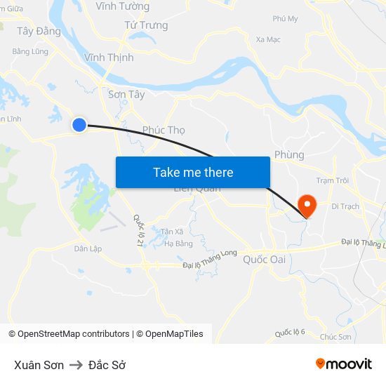 Xuân Sơn to Đắc Sở map