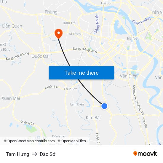 Tam Hưng to Đắc Sở map