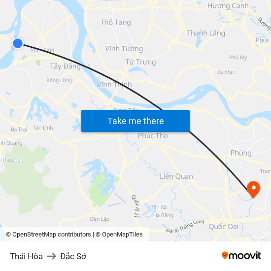 Thái Hòa to Đắc Sở map