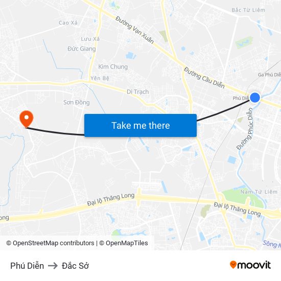 Phú Diễn to Đắc Sở map