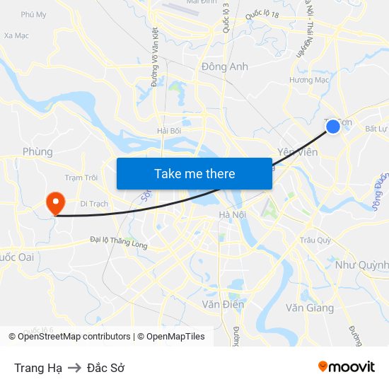 Trang Hạ to Đắc Sở map