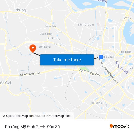 Phường Mỹ Đình 2 to Đắc Sở map