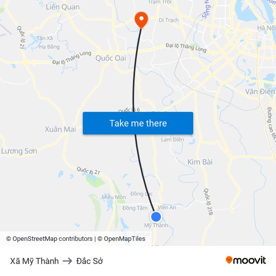 Xã Mỹ Thành to Đắc Sở map