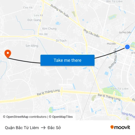 Quận Bắc Từ Liêm to Đắc Sở map