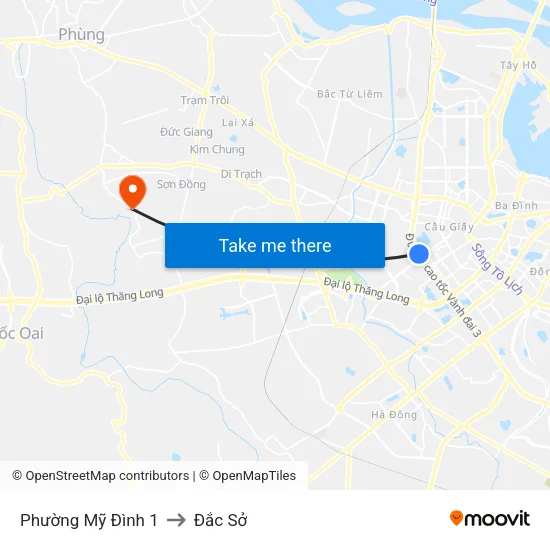 Phường Mỹ Đình 1 to Đắc Sở map