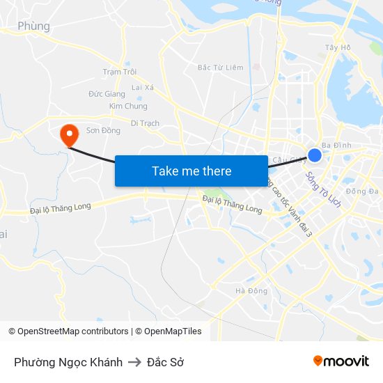 Phường Ngọc Khánh to Đắc Sở map