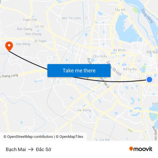 Bạch Mai to Đắc Sở map