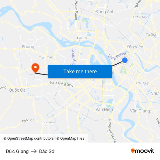 Đức Giang to Đắc Sở map