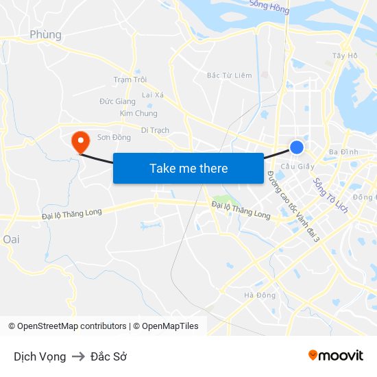 Dịch Vọng to Đắc Sở map