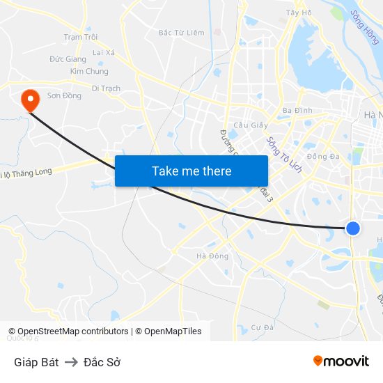 Giáp Bát to Đắc Sở map