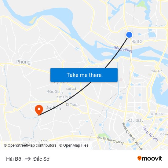 Hải Bối to Đắc Sở map