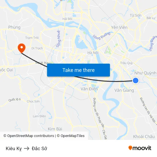 Kiêu Kỵ to Đắc Sở map