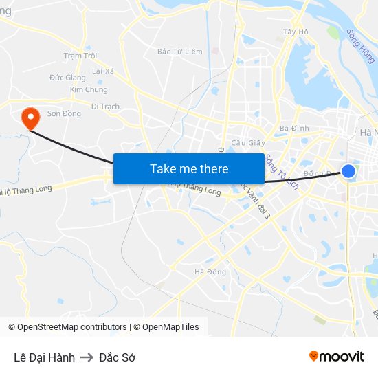 Lê Đại Hành to Đắc Sở map
