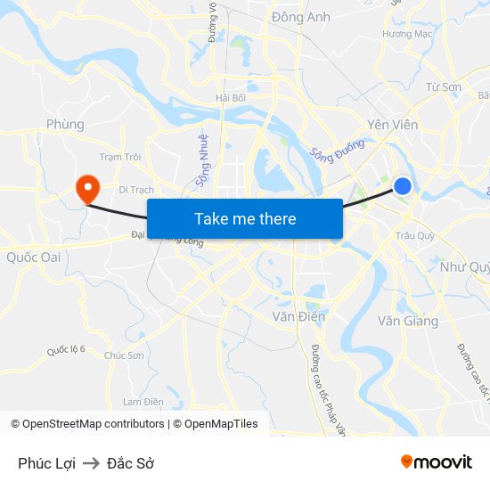 Phúc Lợi to Đắc Sở map