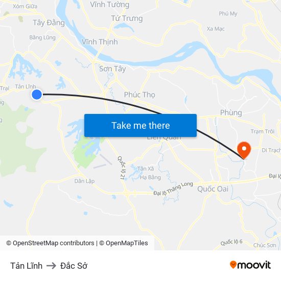 Tản Lĩnh to Đắc Sở map