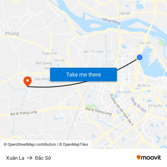 Xuân La to Đắc Sở map