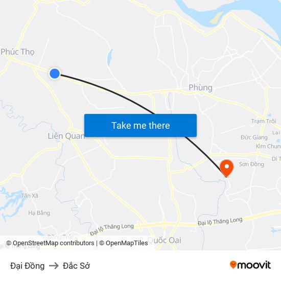 Đại Đồng to Đắc Sở map