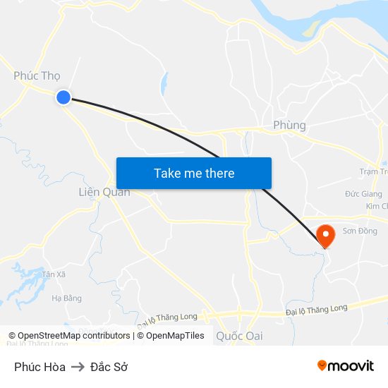 Phúc Hòa to Đắc Sở map