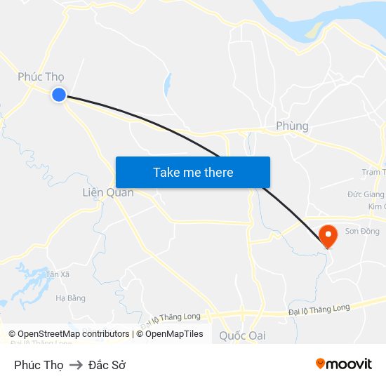 Phúc Thọ to Đắc Sở map