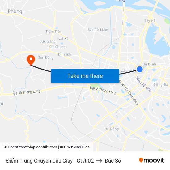 Điểm Trung Chuyển Cầu Giấy - Gtvt 02 to Đắc Sở map