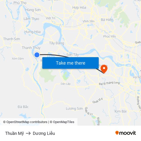 Thuần Mỹ to Dương Liễu map