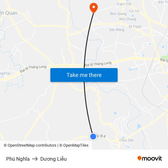 Phú Nghĩa to Dương Liễu map