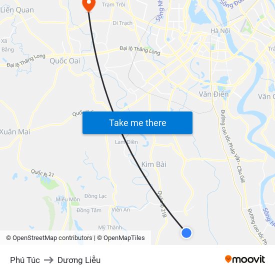 Phú Túc to Dương Liễu map