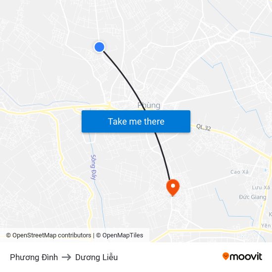 Phương Đình to Dương Liễu map