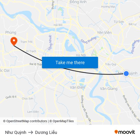 Như Quỳnh to Dương Liễu map