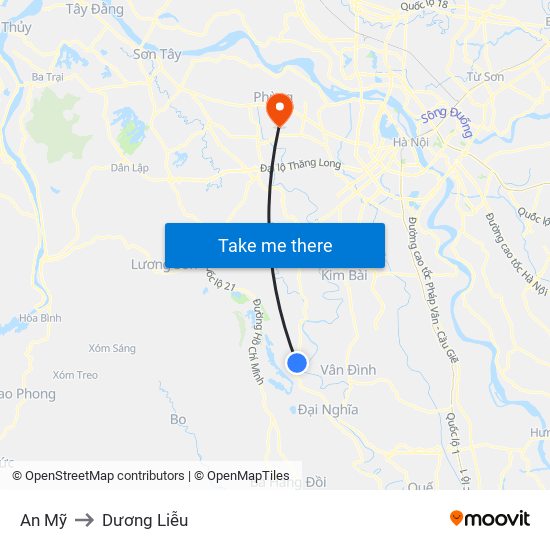 An Mỹ to Dương Liễu map