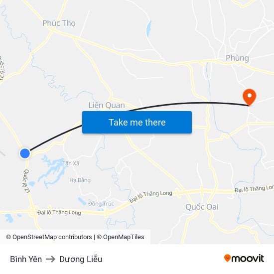 Bình Yên to Dương Liễu map