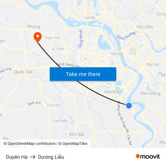 Duyên Hà to Dương Liễu map