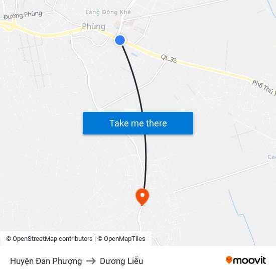 Huyện Đan Phượng to Dương Liễu map