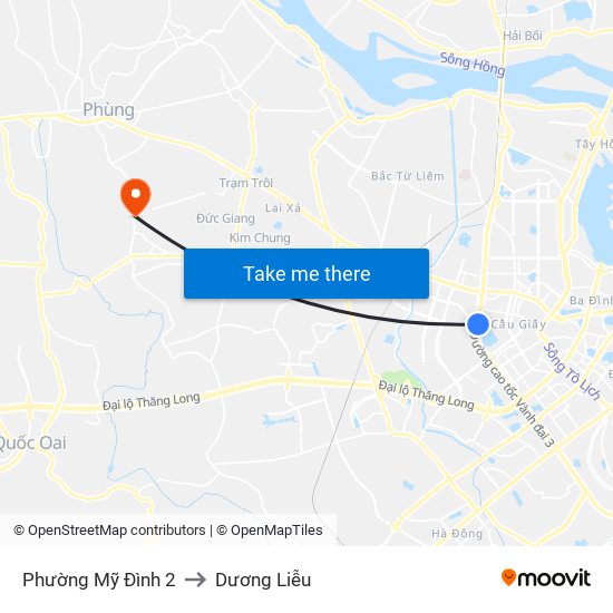 Phường Mỹ Đình 2 to Dương Liễu map