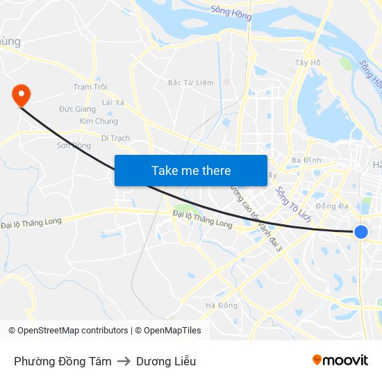 Phường Đồng Tâm to Dương Liễu map
