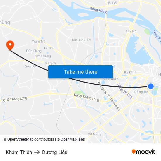Khâm Thiên to Dương Liễu map