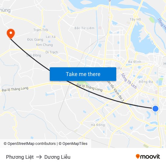 Phương Liệt to Dương Liễu map