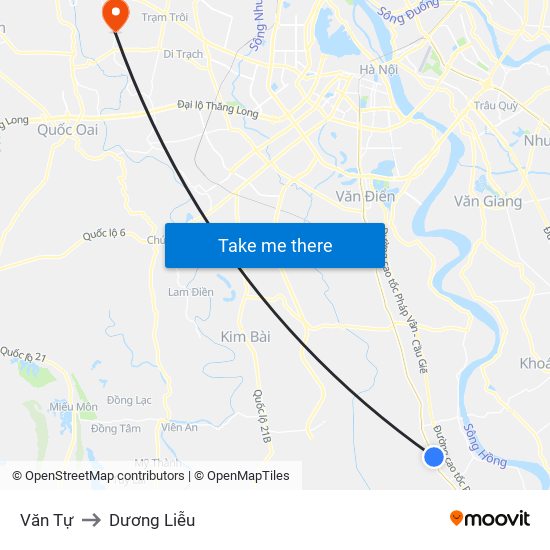 Văn Tự to Dương Liễu map