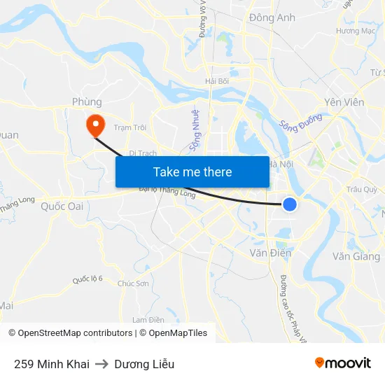 259 Minh Khai to Dương Liễu map